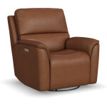 Hudson Power Leather Swivel Recliner Caramel