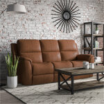 Hudson Leather Power Reclining Sofa Caramel - Image 2