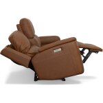 Hudson Leather Power Reclining Sofa Caramel - Image 4