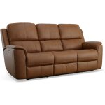 Hudson Leather Power Reclining Sofa Caramel