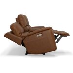 Hudson Leather Power Reclining Console Loveseat Caramel - Image 4