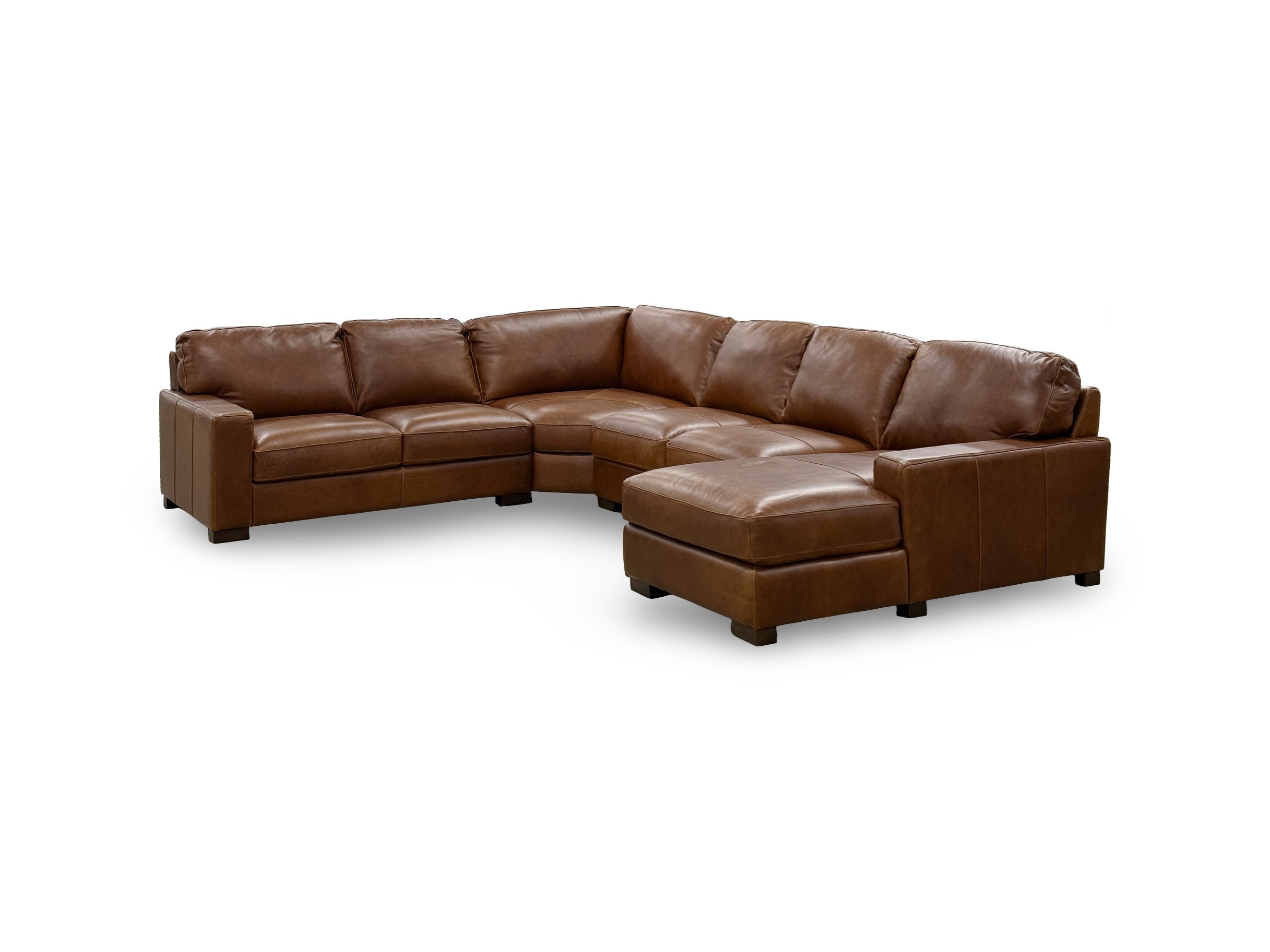SOFT 7003 4PC SEC LAF CHAISERAF LS-P622223-LEATH 4PC SEC LEON MAPLE PKG L ANGLE flip Maple All Top Grain Leather Sectional - Image 1