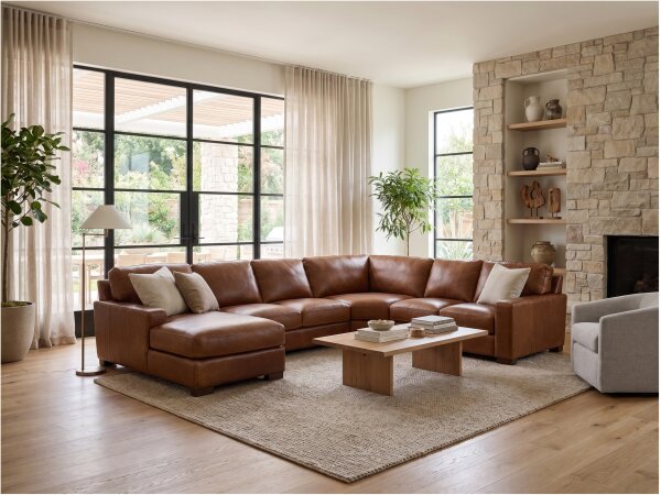 Maple All Top Grain Leather Sectional - Image 2
