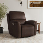 Hudson Power Leather Swivel Recliner Burnt Umber - Image 2