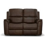 Hudson Leather Power Reclining Loveseat Burnt Umber - Image 2