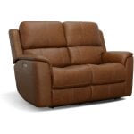 Hudson Leather Power Reclining Loveseat Caramel