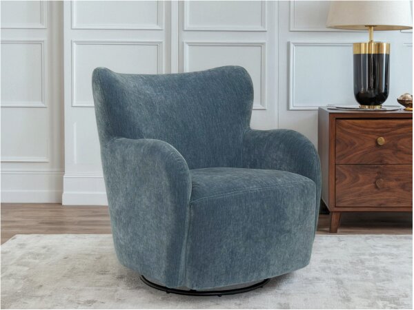 Luxury Blue Swivel Chair - Image 3