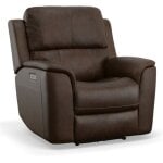 Hudson Power Leather Recliner Burnt Umber