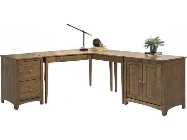 Modular Wedge Desk and Return with Cabinets Desks Boulder Creek