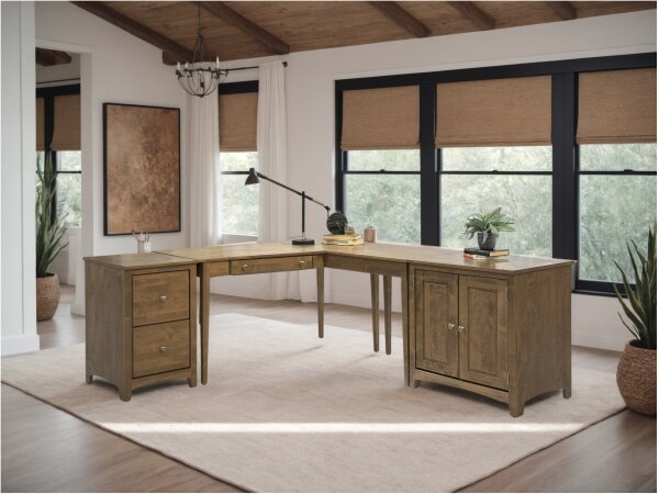 Modular Wedge Desk and Return with Cabinets - Image 2