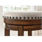 Counter Height Backless Stool Upholstered Brown Black - Image 3