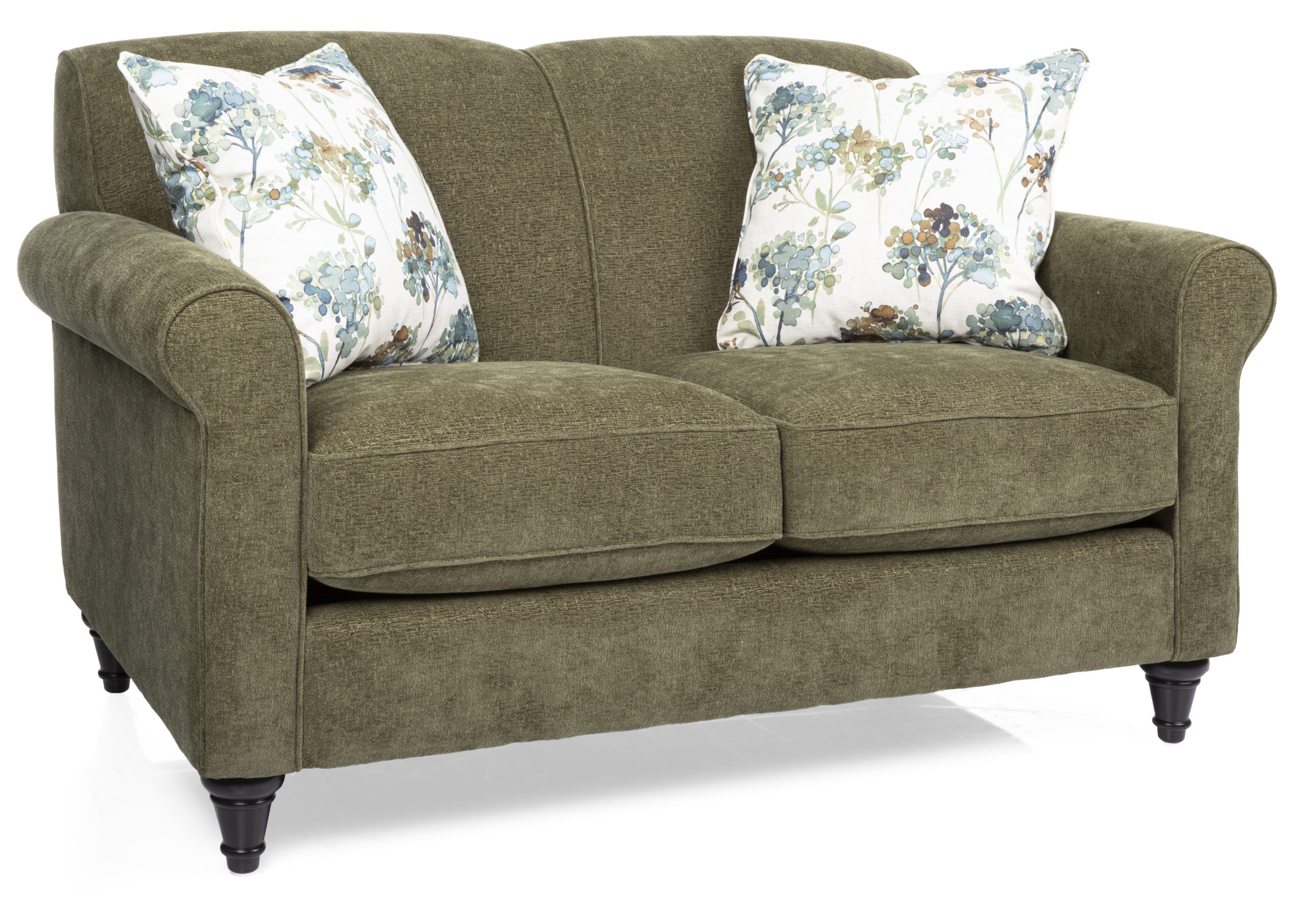 2963_Loveseat_Poplin_Olive Alli Loveseat with Pillows - Image 1