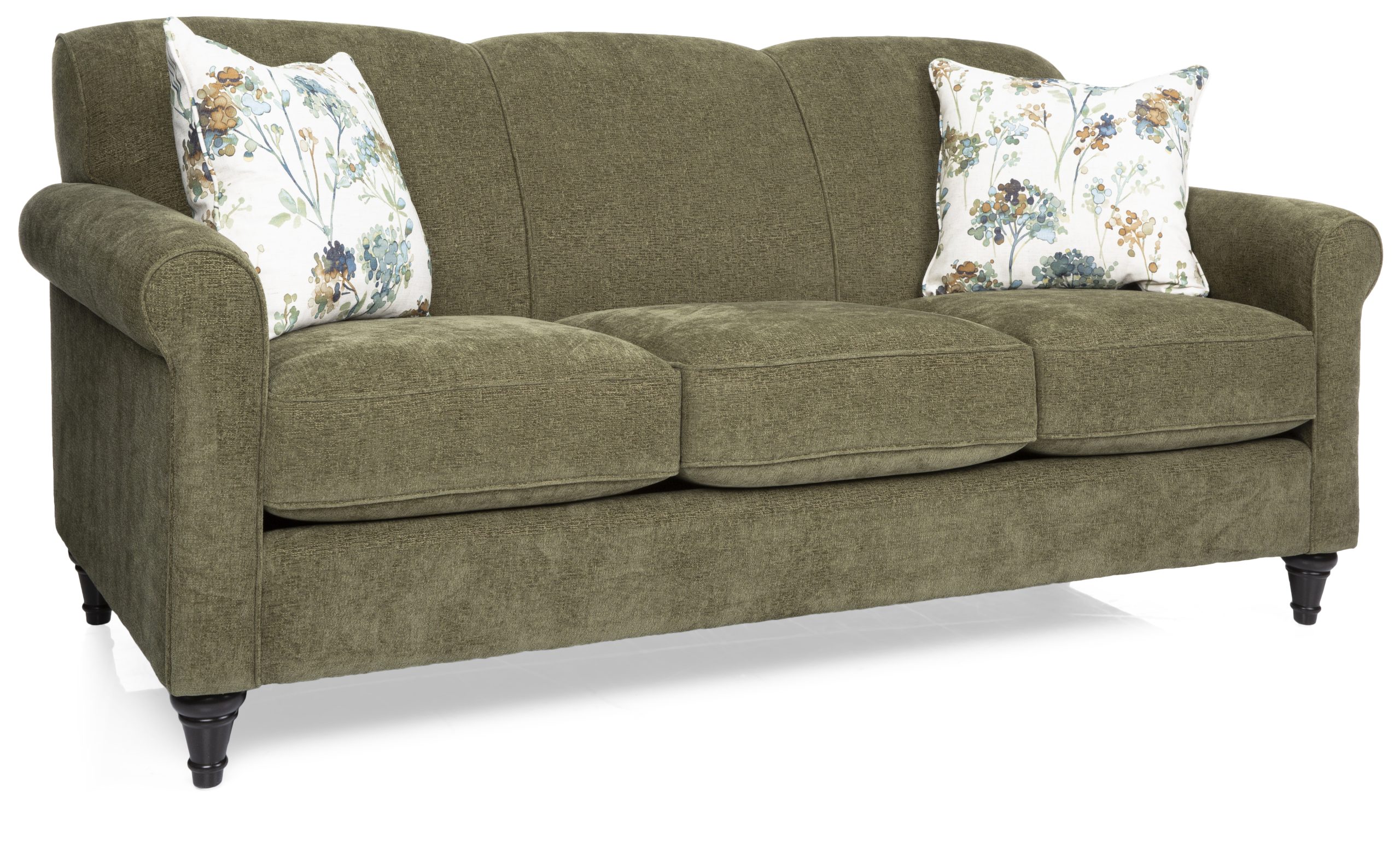 2963_Sofa_Poplin_Olive Alli Sofa with Pillows - Image 1