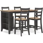 Gesthaven Counter Height Table and Four Stools Natural Brown
