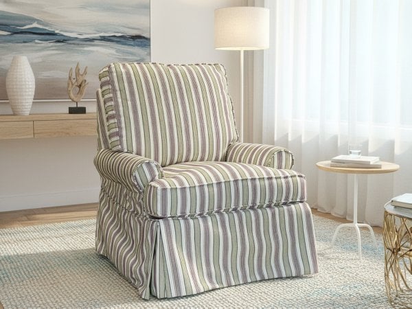 Slip Covered Swivel Glider Chair - Image 2