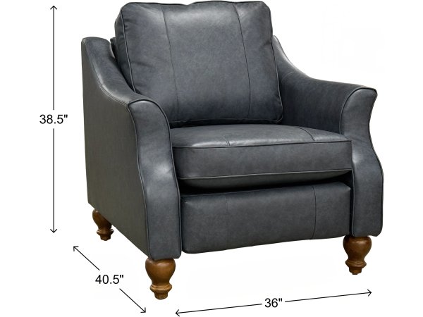 Adeline Inclining Leather Chair Indigo - Image 9