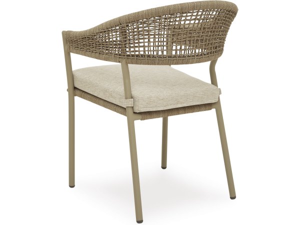 Outdoor Dining Table with 4 Arm Chairs Beige - Image 10