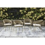 Outdoor Dining Table with 4 Arm Chairs Beige - Image 16