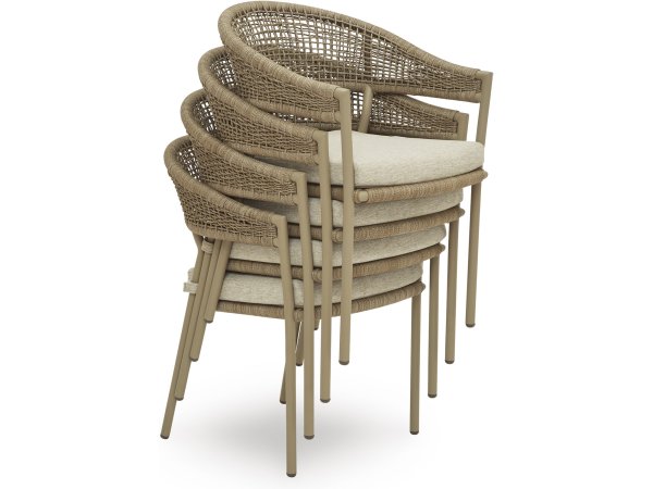 Outdoor Dining Table with 4 Arm Chairs Beige - Image 14