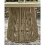 Outdoor Dining Table with 4 Arm Chairs Beige - Image 8