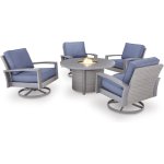 Outdoor Fire Pit with 4 Swivel Rockers Grey