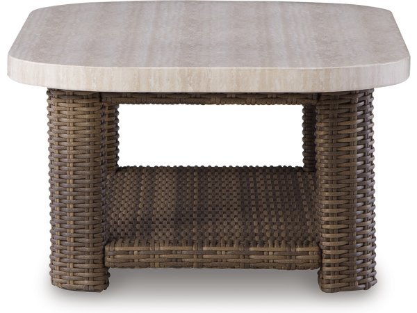 Outdoor Cocktail Table Beige Brown - Image 5