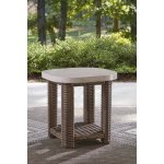 Outdoor Square End Table Beige Brown - Image 2