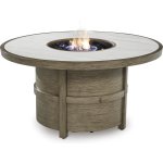 Outdoor Fire Pit with 4 Swivel Gliders Brown Beige - Image 7