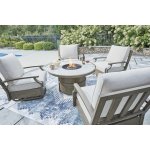 Outdoor Fire Pit with 4 Swivel Gliders Brown Beige - Image 5