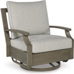 Outdoor Fire Pit with 4 Swivel Gliders Brown Beige - Image 11