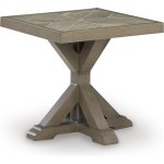 Outdoor Square End Table Beige Tan