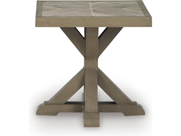 Outdoor Square End Table Beige Tan - Image 3