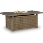 Outdoor Fire Pit Table Beige Tan
