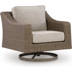 Outdoor Swivel Chair Beige Tan
