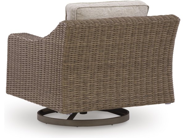 Outdoor Swivel Chair Beige Tan - Image 5
