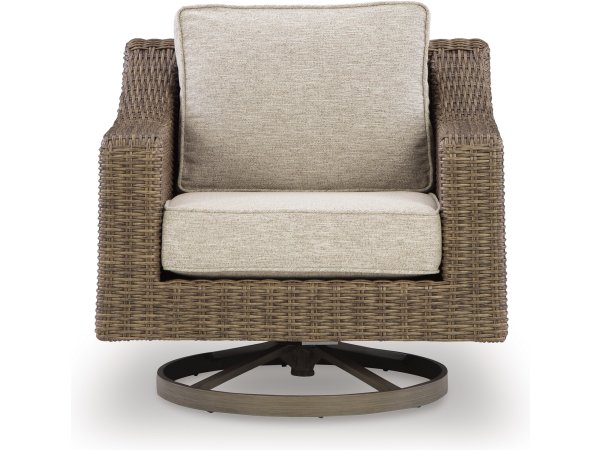 Outdoor Swivel Chair Beige Tan - Image 6