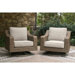 Outdoor Swivel Chair Beige Tan - Image 3