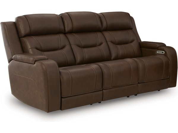 Triple Power Reclining Leather Sofa Thunder Seating Brown - Image 7