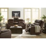 Triple Power Reclining Leather Sofa Thunder Seating Brown - Image 4