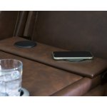 Triple Power Reclining Leather Sofa Thunder Seating Brown - Image 11