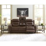 Triple Power Reclining Leather Sofa Thunder Seating Brown - Image 3