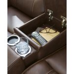 Triple Power Reclining Leather Console Loveseat Thunder Seating Brown - Image 6