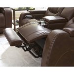 Triple Power Reclining Leather Console Loveseat Thunder Seating Brown - Image 4
