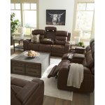 Triple Power Reclining Leather Sofa Thunder Seating Brown - Image 6