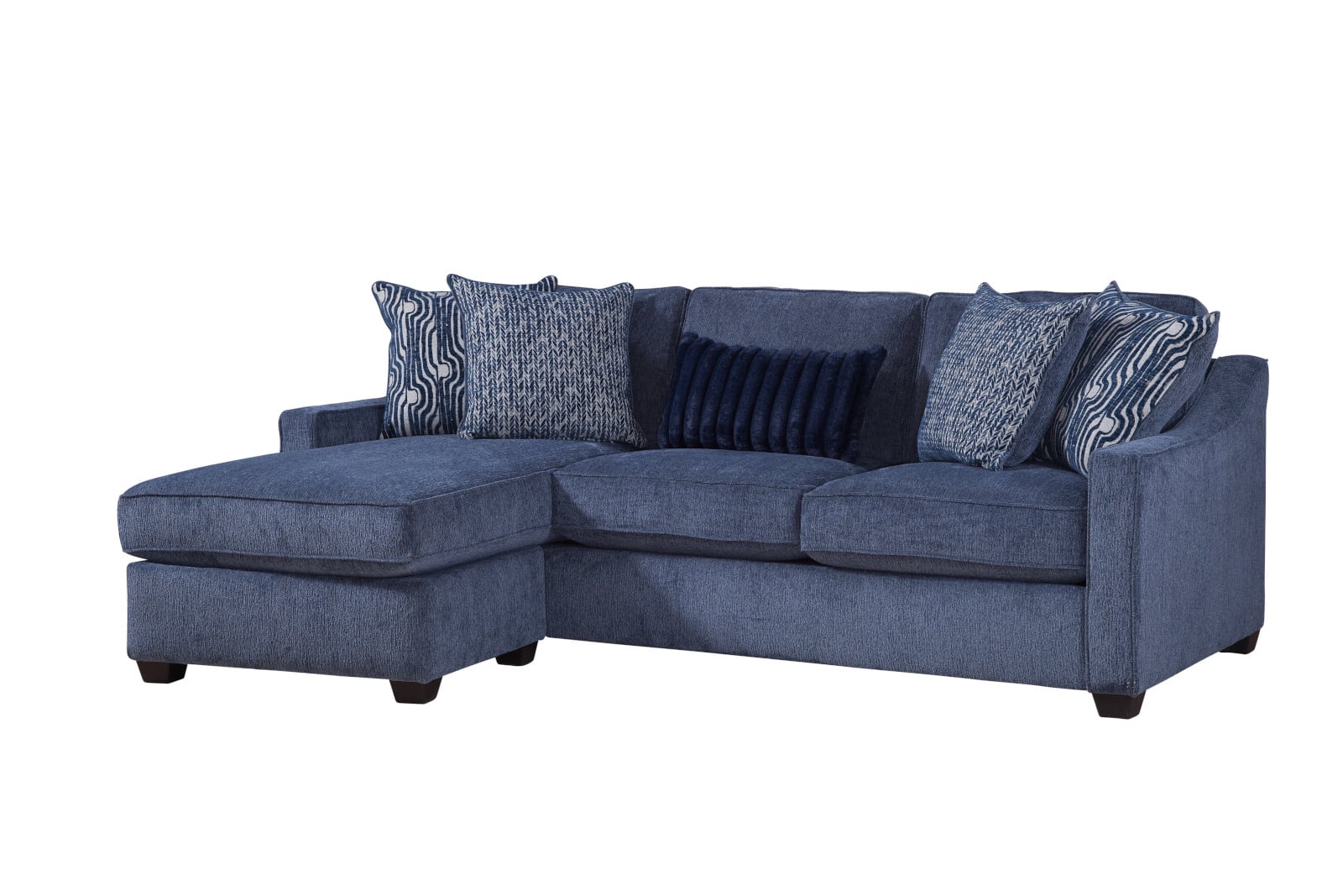 1128 Bowmore Navy Sofa Chaise Angle Bowie Sofa Chaise with Pillows - Image 1