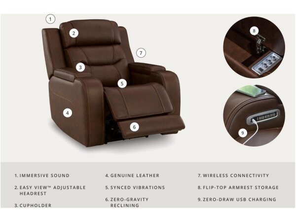 Triple Power Reclining Chair Thunder Seating Brown - Image 7