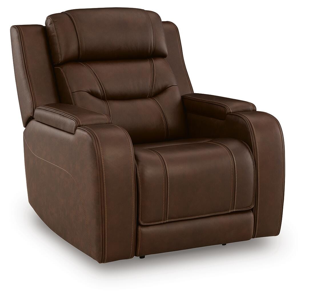 U11602-13A-ANGLE-CLSD-SW-P1-KO Triple Power Reclining Chair Thunder Seating Brown - Image 1